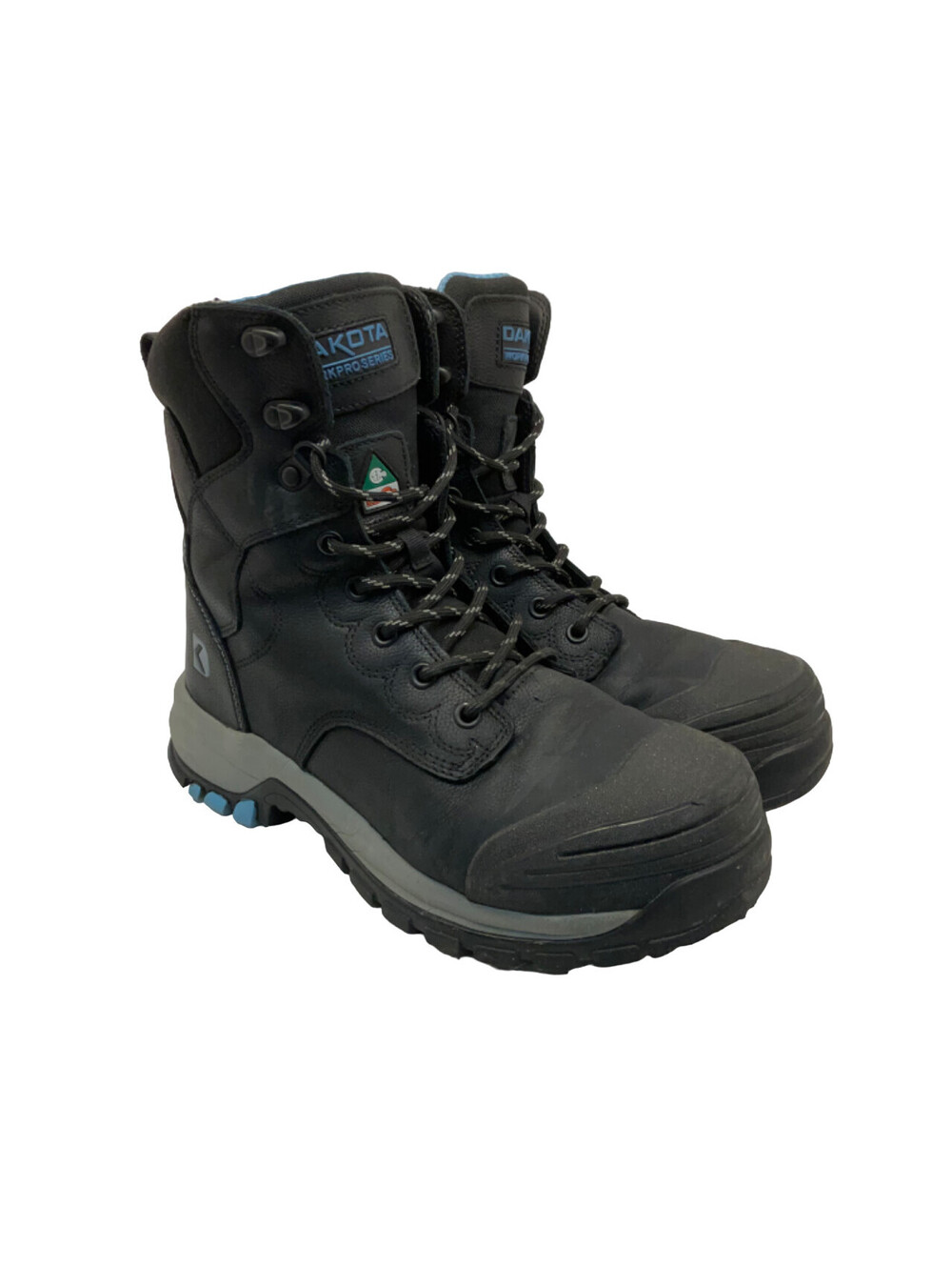 DAKOTA Women's 8" 8030 Steel Toe Steel Plate Work Boots Black/Blue Size 9M